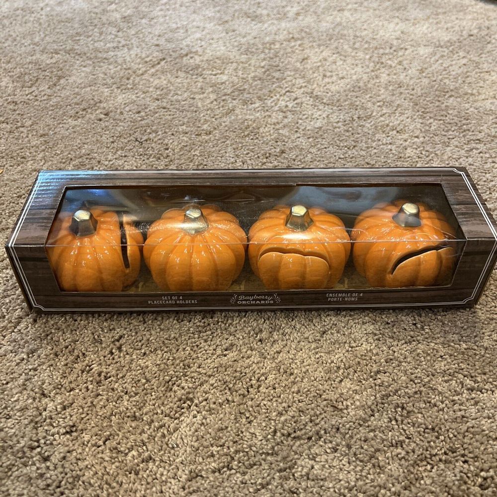 Orange Pumpkin Placecard Holders Set Of 4‎ Thanksgiving, Fall Themed Weddings